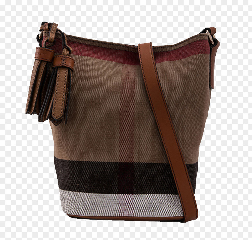 BURBERRY Burberry Plaid Canvas Bags Handbag Leather Designer Label PNG