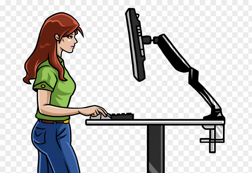 Cartoon Desk Standing Computer Clip Art PNG