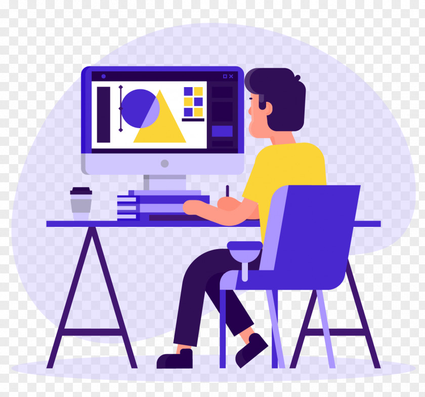 Furniture Cartoon Sitting Job Computer Desk PNG