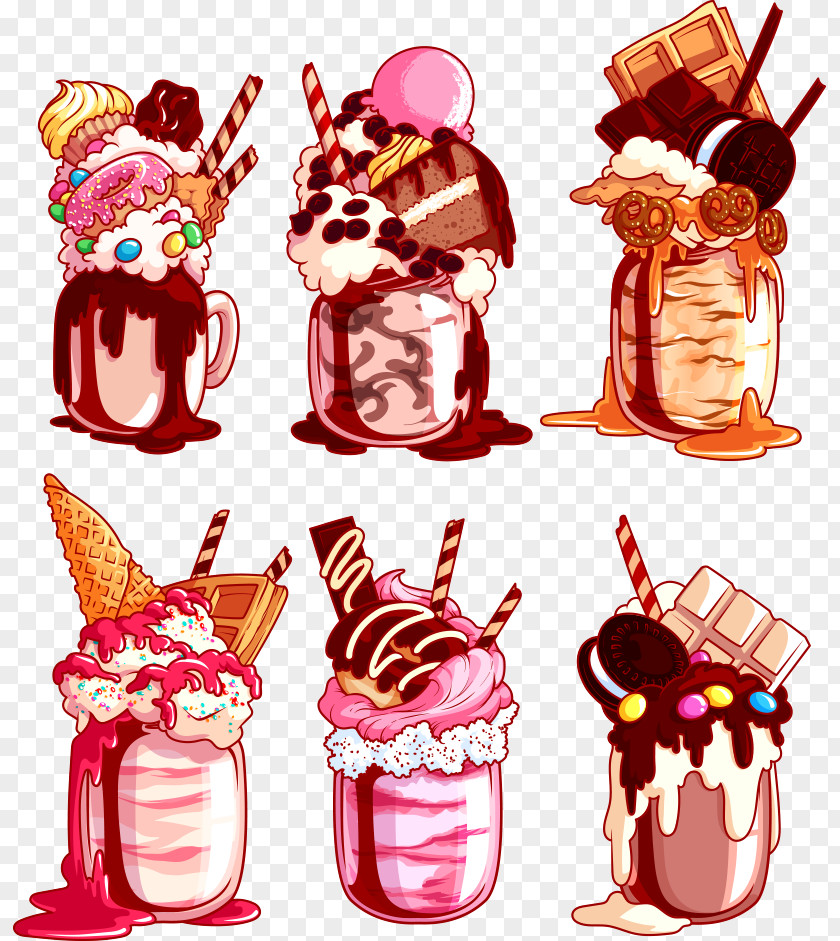 Vector Fancy Ice Cream Milkshake Cartoon PNG