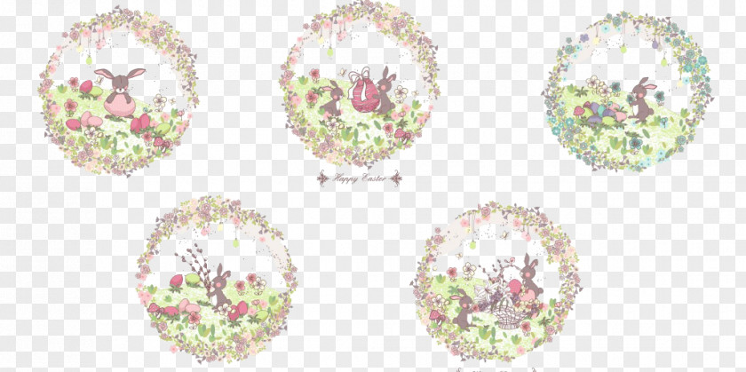 Easter Scene Cartoon Illustration Label Material Bunny Animation PNG