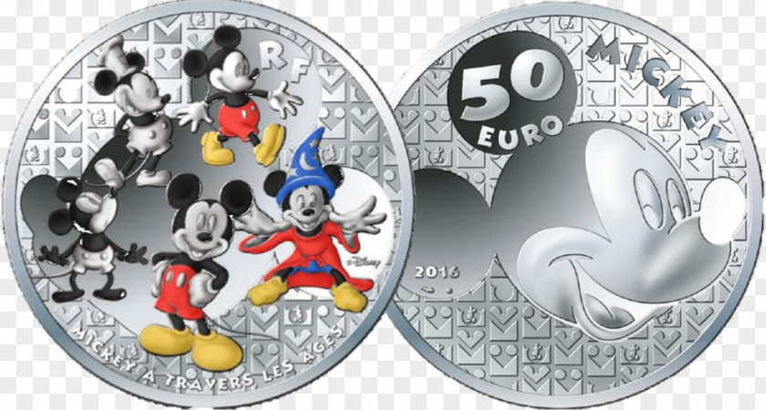Mickey Mouse Coin Look Monnaie De Paris Silver PNG