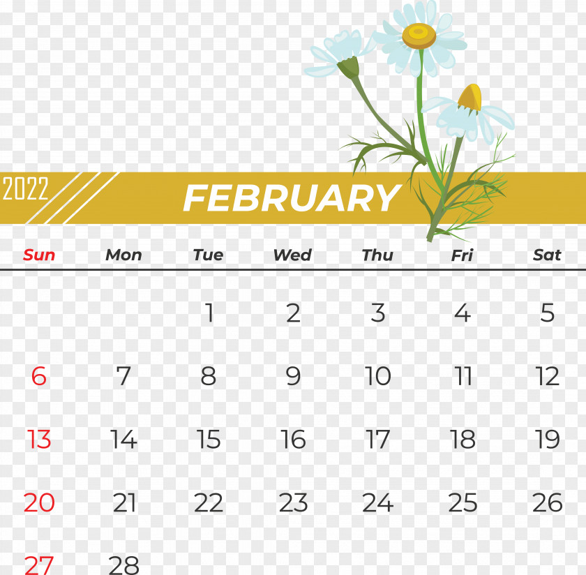 Yellow Line Calendar Font Flower PNG