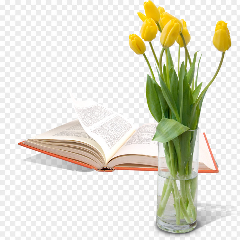 Flowers And Books Paper Vase 3D Printing PNG