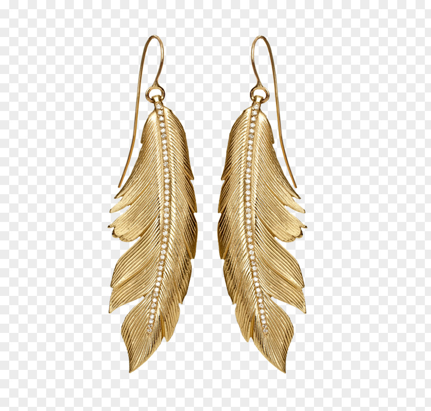 Golden Feathers Earring Jewellery Gold Feather Necklace PNG