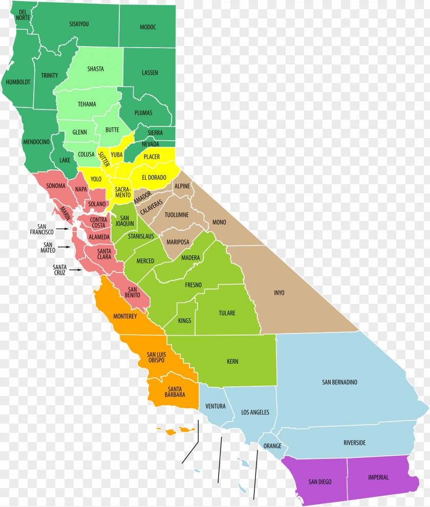 Map Southern California San Francisco Border Region Mapa Polityczna PNG