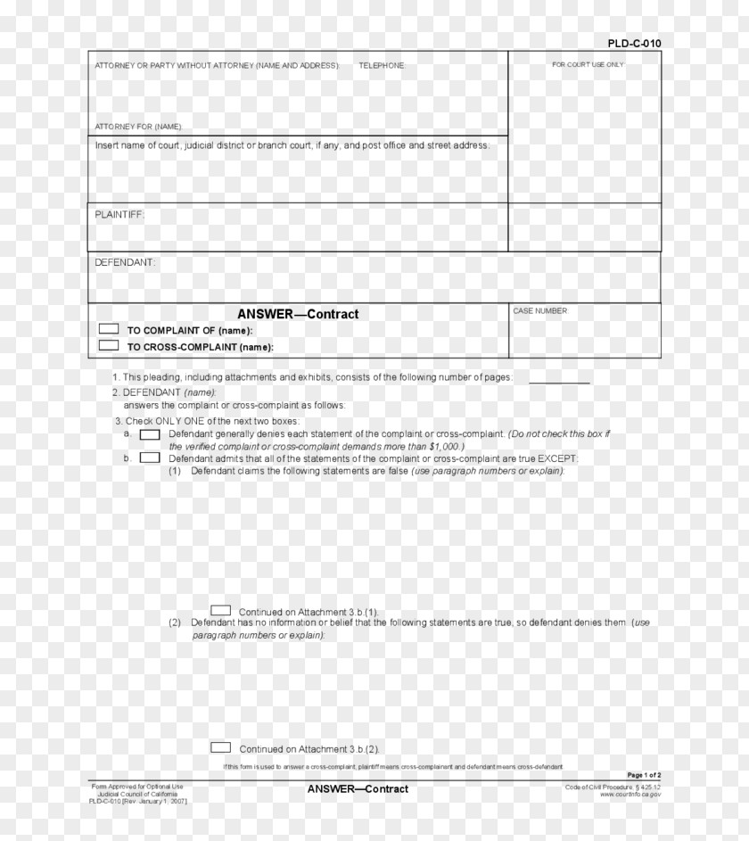 Pleading Document California Court Template PNG