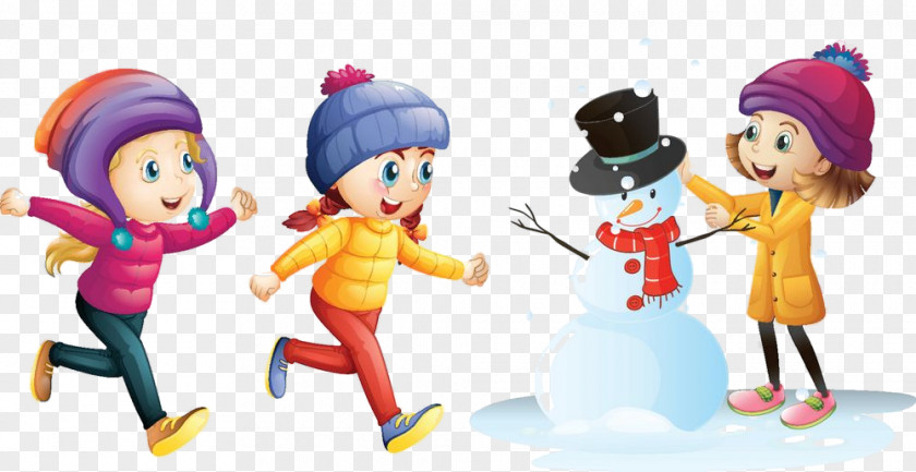 Cartoon Toy Playing In The Snow Animation Doll PNG