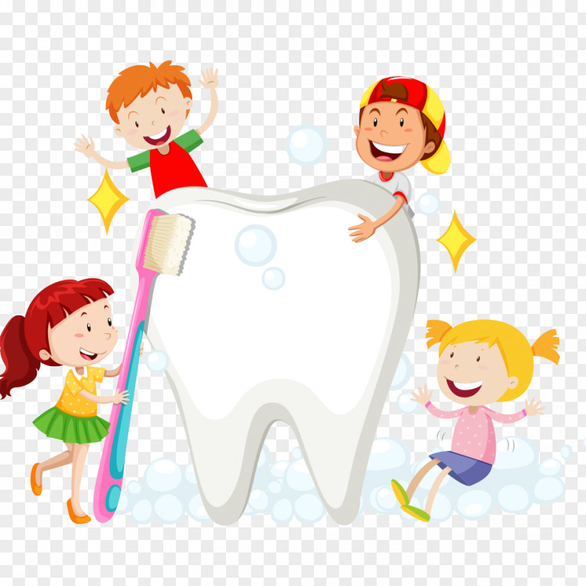 Children Brush Their Teeth PNG