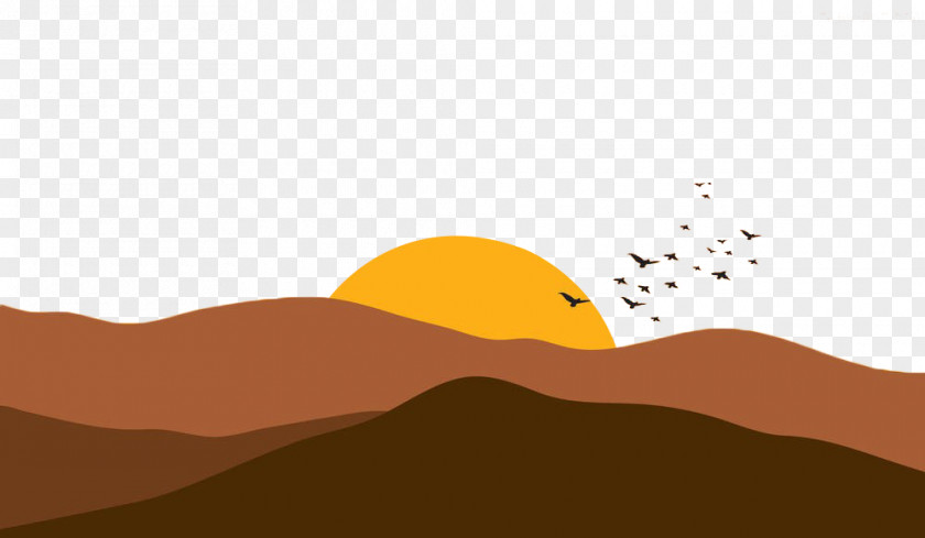 Hand Painted Desert Sun Text Cartoon Sky Illustration PNG