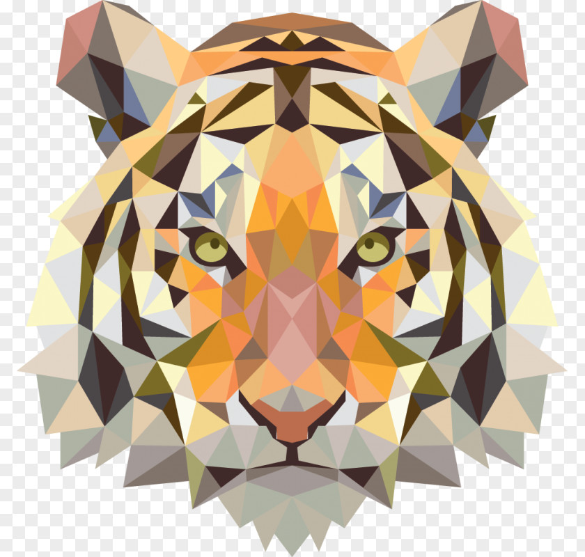 Polygonal Tiger Drawing Art Painting PNG