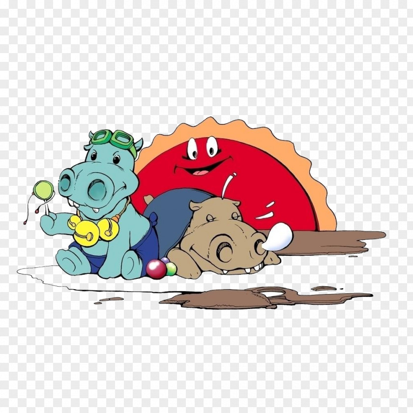 Baby Hippo Hippopotamus Illustration Image Animation Painting PNG
