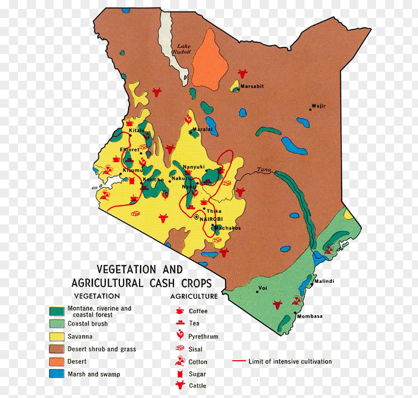 Map Kenya Mapa Polityczna Cash Crop Agriculture PNG