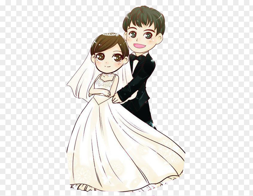 Cartoon Wedding Figures Photography Marriage Couple PNG