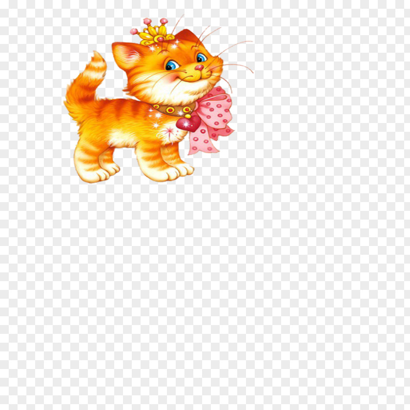 Cartoon Cat Wearing Yellow Bell Kitten Clip Art PNG