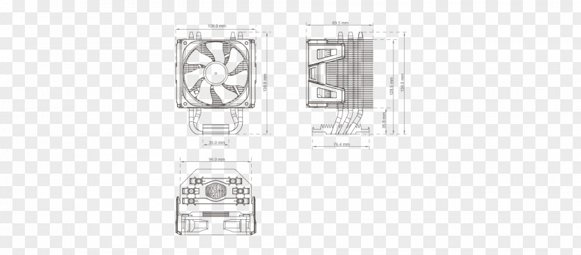 Cooler Master Heat Sink LGA 2011 Computer System Cooling Parts Dimension PNG