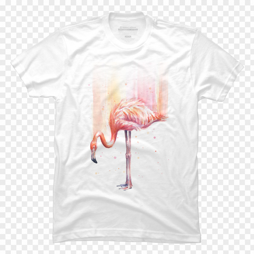 Flamingos T-shirt Sleeve Bluza Pink M Neck PNG