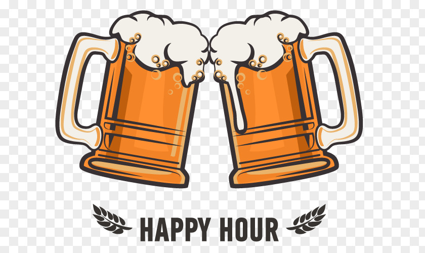 Happy Hour Lager Beer Glasses Clip Art PNG