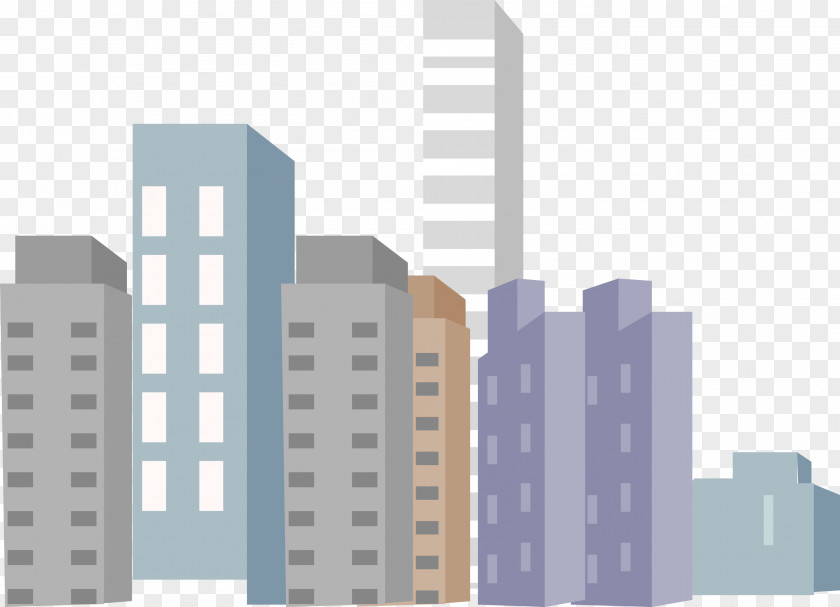 Painted High-rise Buildings Vector Architecture Building PNG