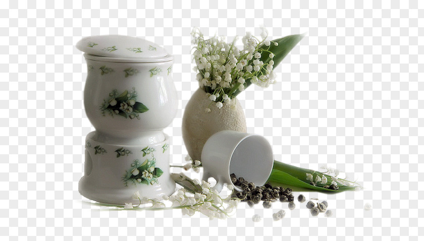 Lily Of The Valley Flowerpot Ceramic GIF Image PNG