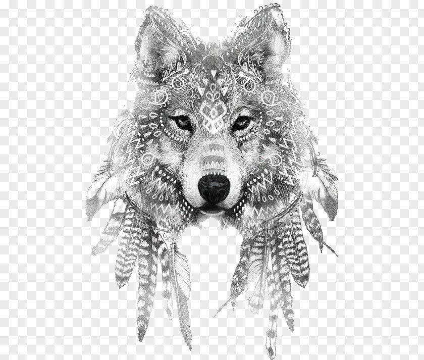 Wolf Gray Tattoo Ink Drawing Sleeve PNG