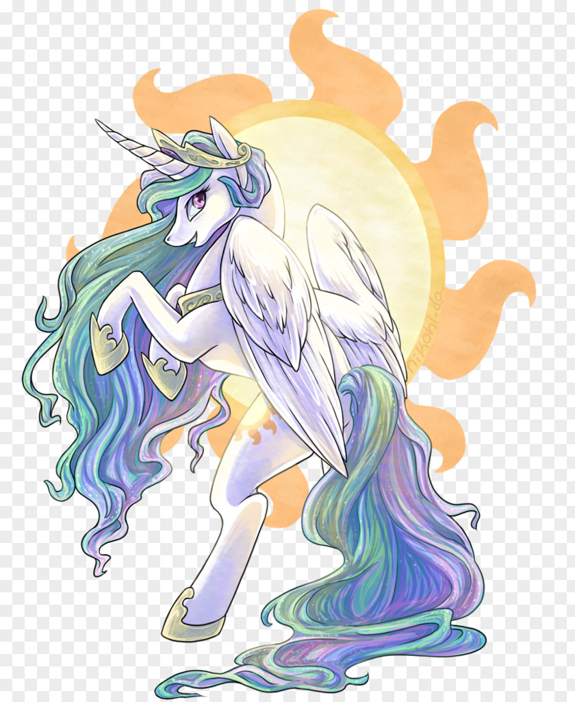 Colored Mane Princess Celestia Luna Pony Fan Art PNG