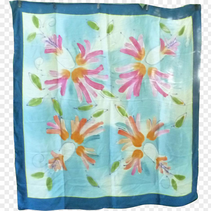 Hand-painted Flowers Picture Material Textile Douchegordijn Linens Curtain Shower PNG