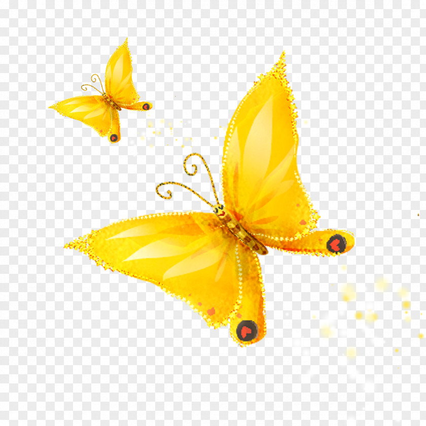 Yellow Cartoon Butterfly Drawing PNG