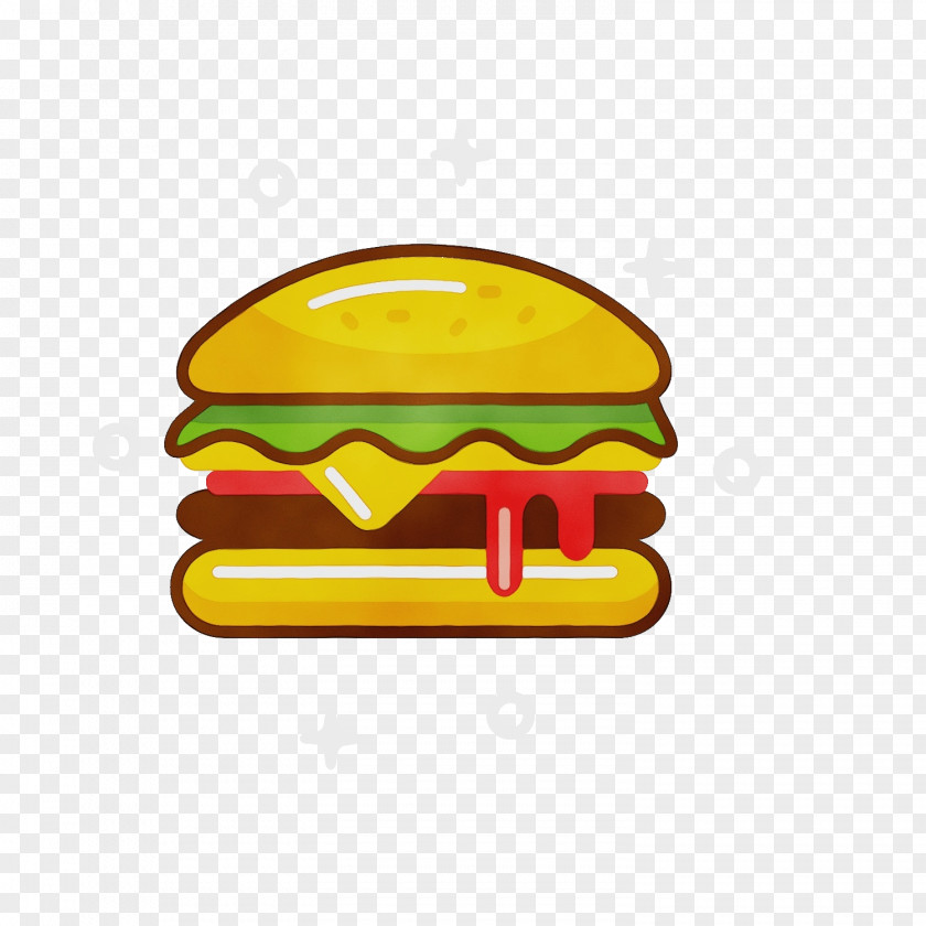 Fast Food Yellow Cheeseburger Cartoon Line PNG