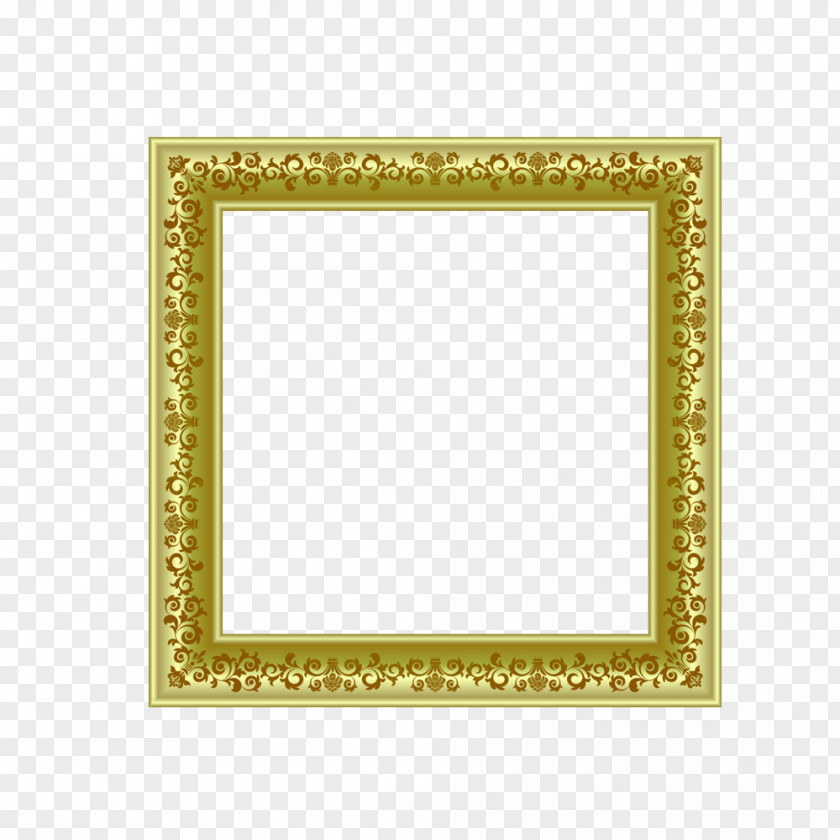 Gold Frame Picture Yellow Flooring Pattern PNG