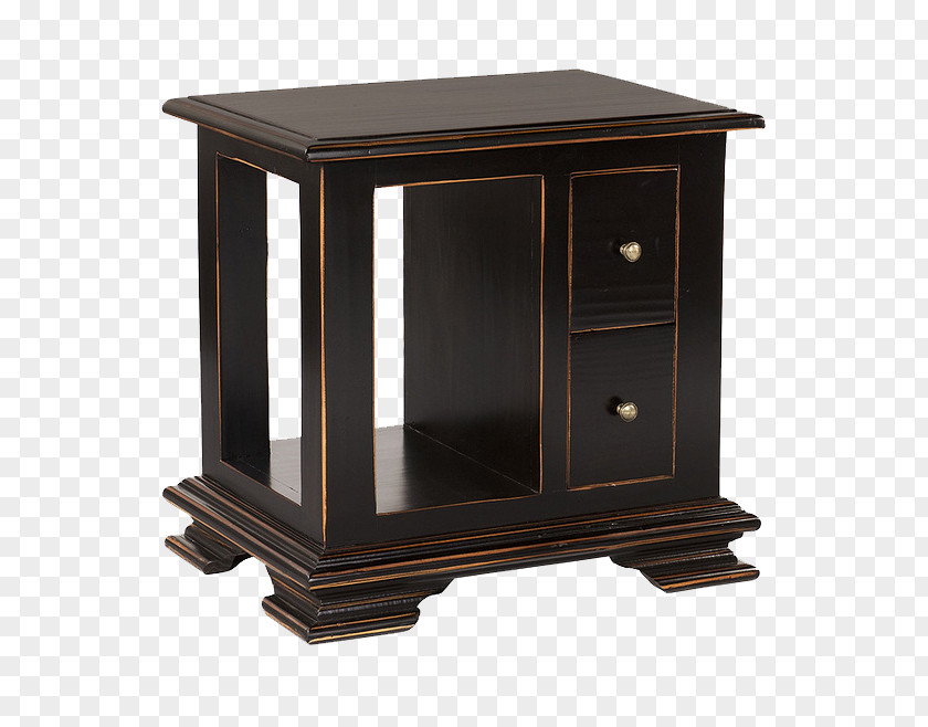 Black Wood Bedside Cabinet Coffee Table Nightstand Furniture PNG