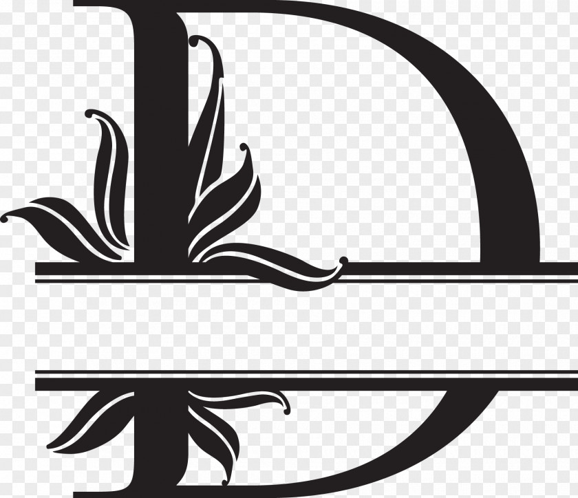 M LineMonogram Center Clip Art Logo Calligraphy Black & White PNG
