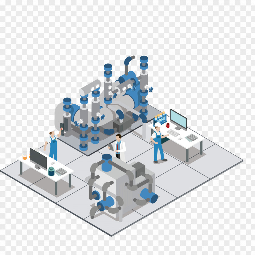 Isometric Factory Cartoon Oil Refinery Projection Illustration PNG