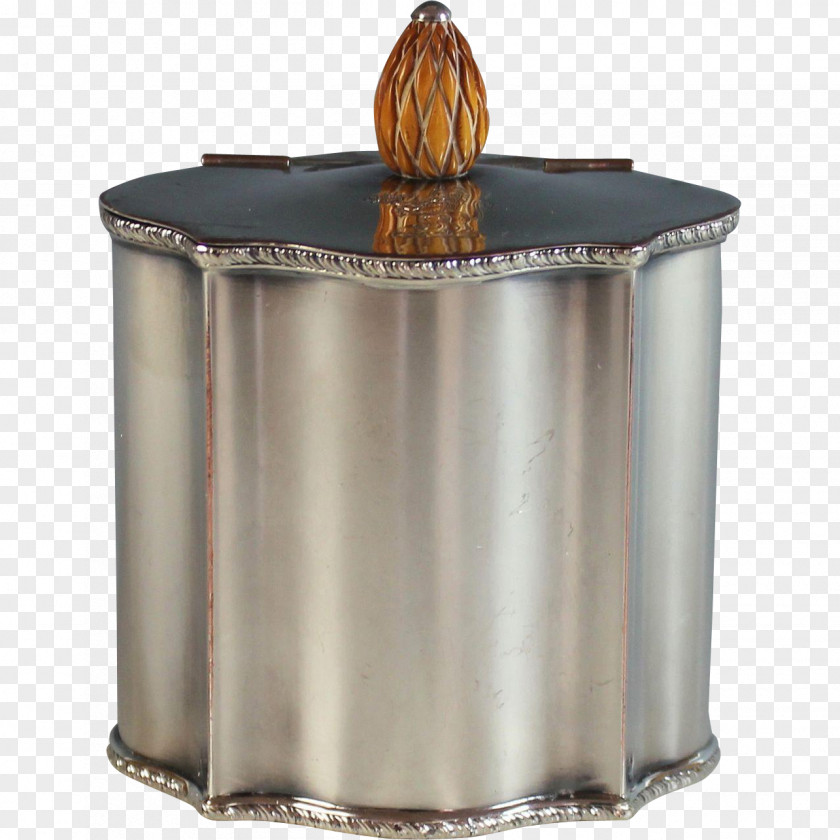 Tea Caddy Silver Plate Lid PNG
