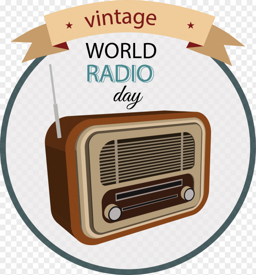 Vector Painted Retro Radio Microphone World Day Station Internet PNG