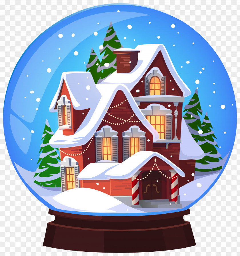 Christmas House Snowglobe Transparent Clip Art Image Snow Globe Santa Claus PNG