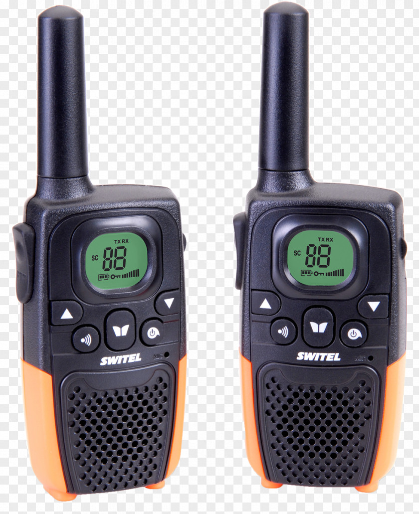 Switel WTC570 Sportpack Two-way Radio PMR446Radio Walkie-talkie PMR Funkgeräte Set Schwarz-orange PNG
