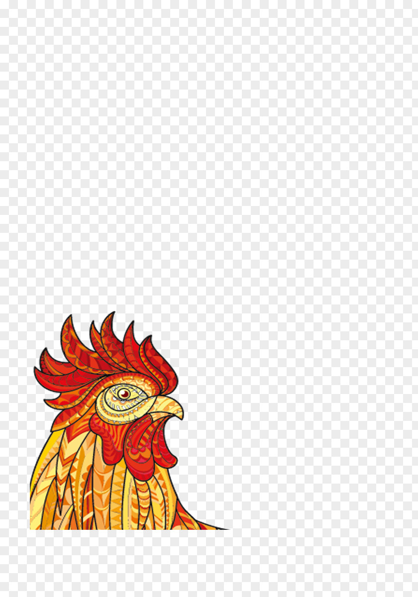 Art Red Crown Rooster Illustration PNG