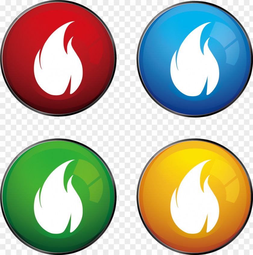 Vector Flames Painted Round Button Icon Flame PNG