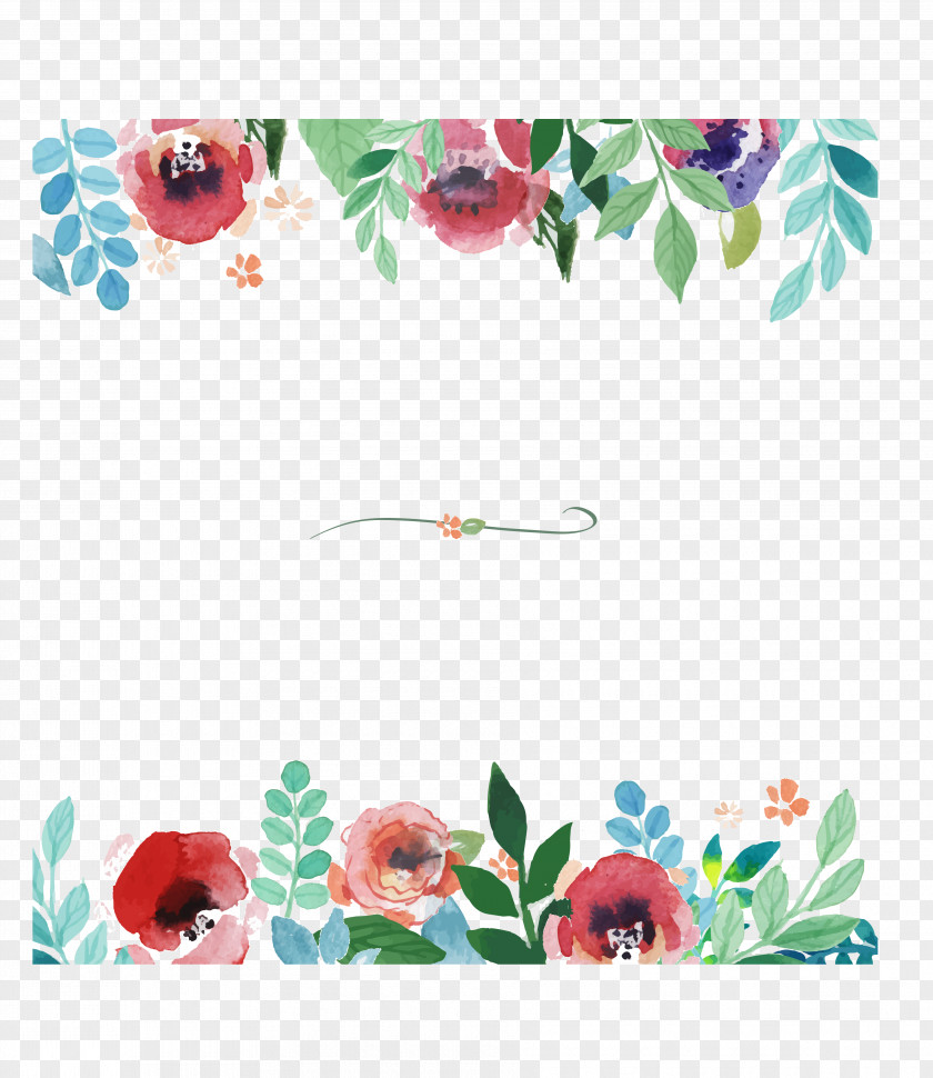 Watercolor Floral Border Background Flower Painting Pattern PNG