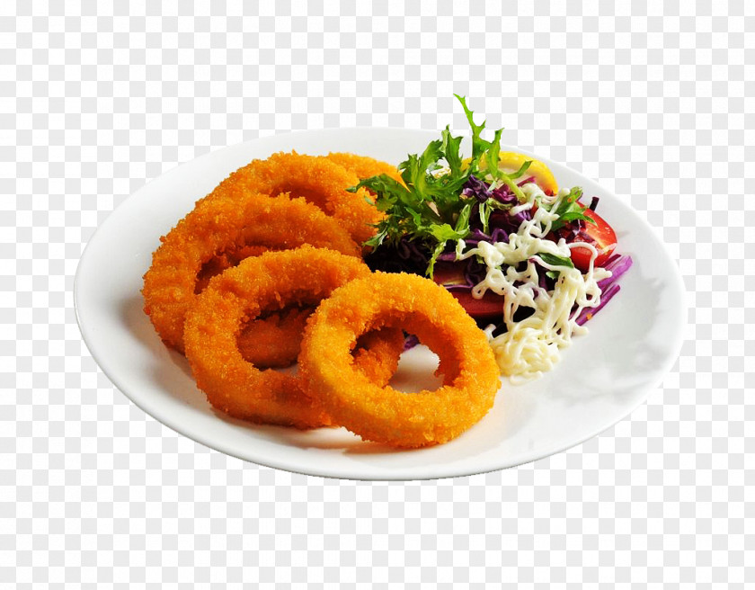Chicken And Onion Rings Ring French Fries Fried Fingers European Cuisine PNG