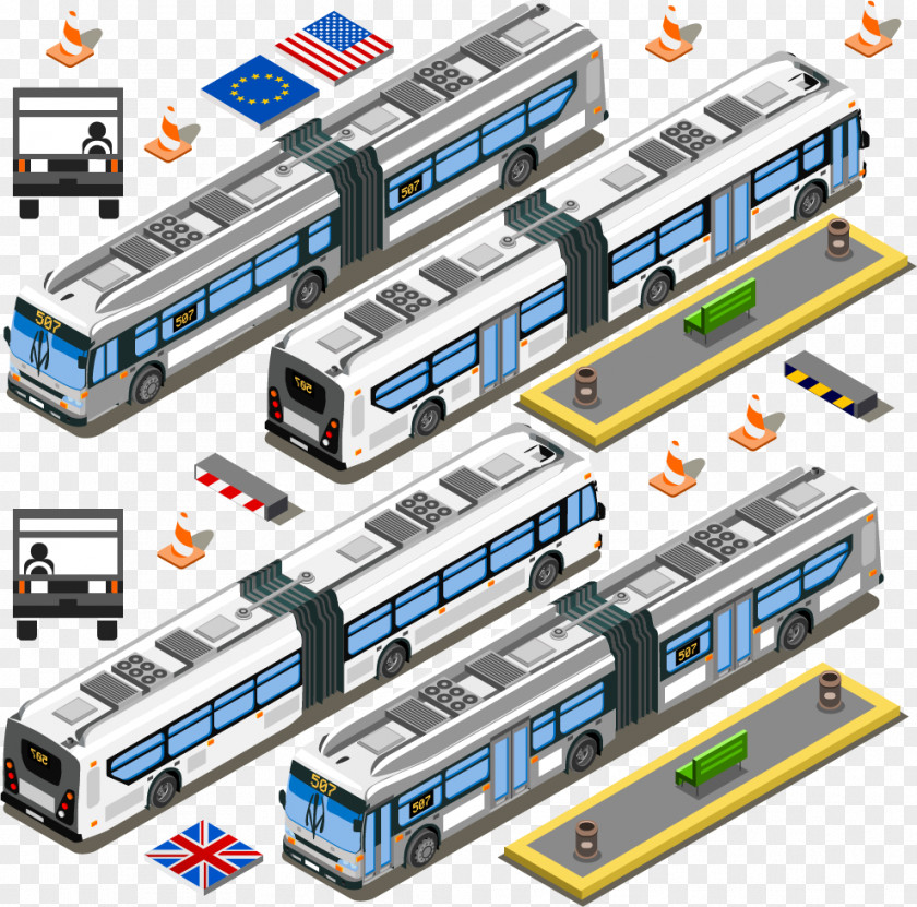 Vector Bus Station Road Transport Illustration PNG