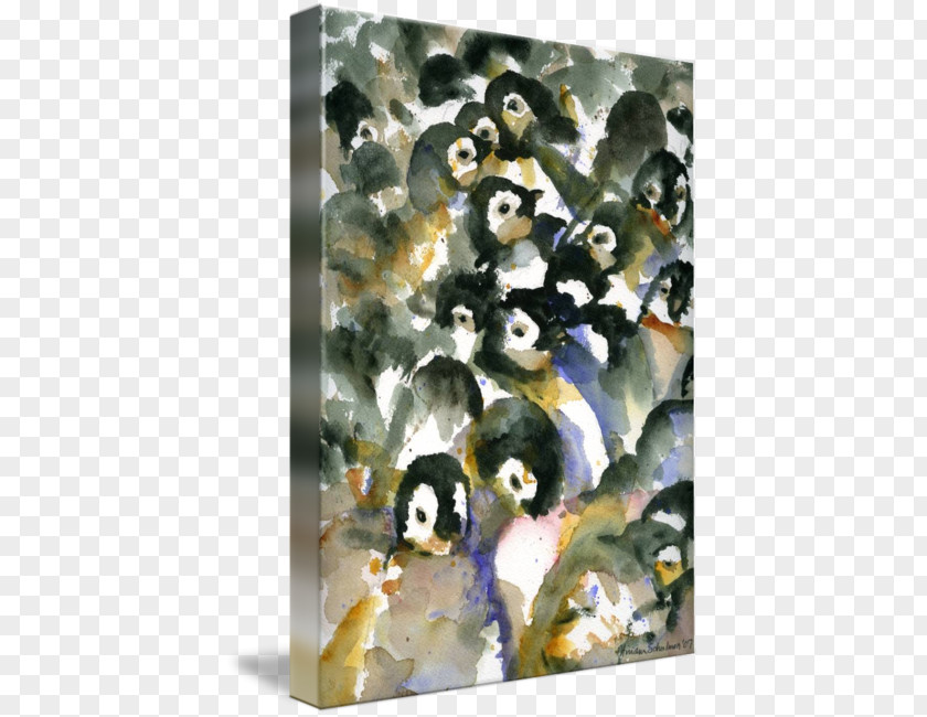 Watercolor Nursery Penguin Painting Abstract Art PNG