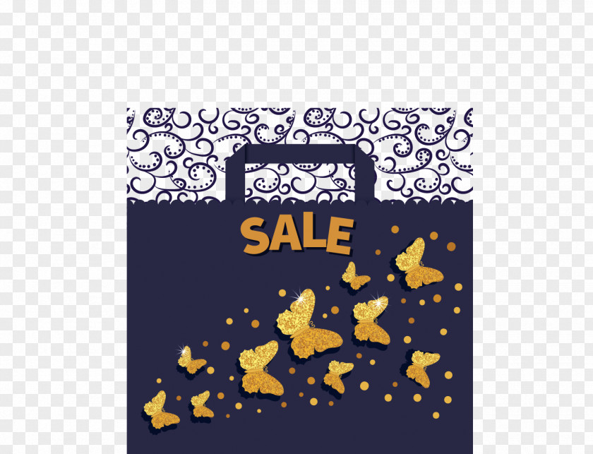 Butterfly Shopping Bag Design Text Area Square Illustration PNG