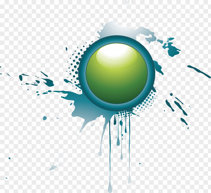 Blue Green Ink Background Button PNG