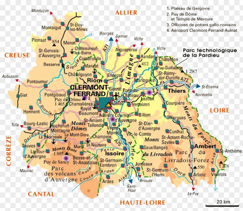 Map Clermont-Ferrand Puy De Dôme Le Puy-en-Velay Departments Of France PNG