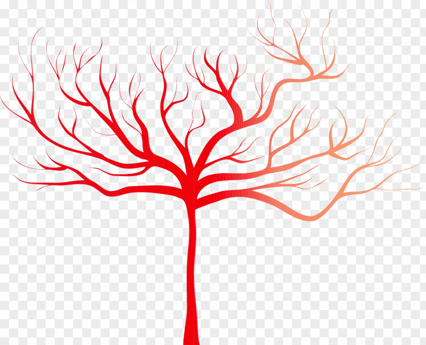 Red Tree Leaf Line Branch PNG