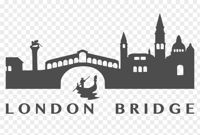 London Bridge Rialto Silhouette Gondola Clip Art PNG