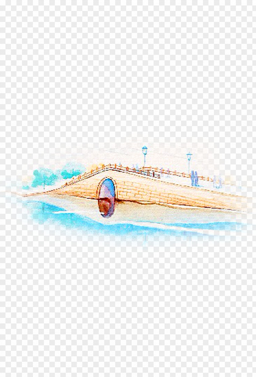 Cartoon Painted Bridge Drawing PNG