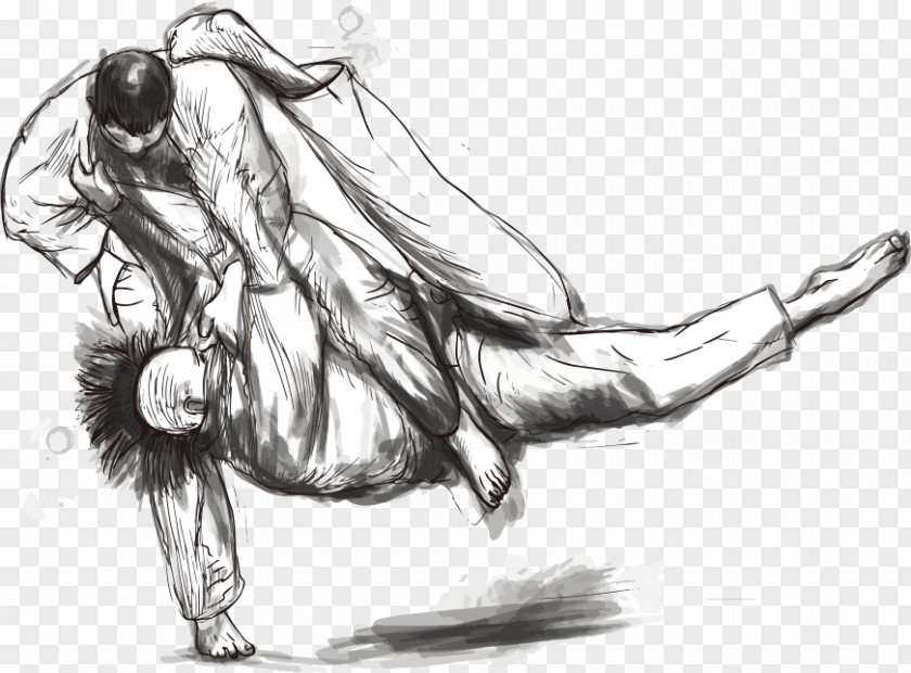 Vector Wrestling Martial Arts Judo Drawing Illustration PNG
